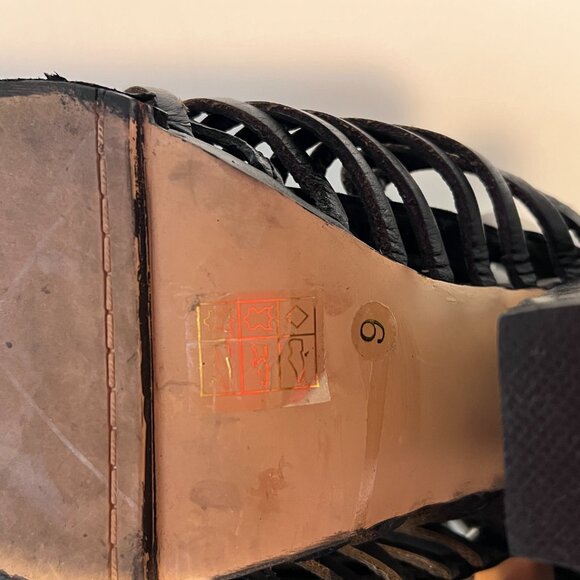 Jeffrey Campbell Havana Last Leather Black Fisherman Huarache Heels sz 9 - Picture 13 of 13